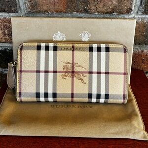 Burberry Haymarket Women's Zip Around Wallet
